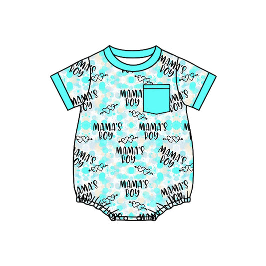 (Pre-order)SR3218 MAMA'S BOY Blue Print Baby Boys Romper