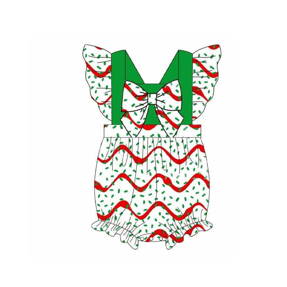 (Pre-order)SR3221 Cake Sprinkles Print Baby Girls Christmas Romper