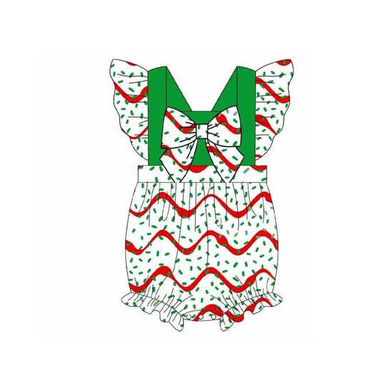 (Pre-order)SR3221 Cake Sprinkles Print Baby Girls Christmas Romper