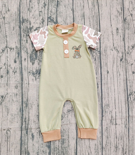 (Pre-order)SR3258 Bunny Camo Print Baby Boys Easter Romper