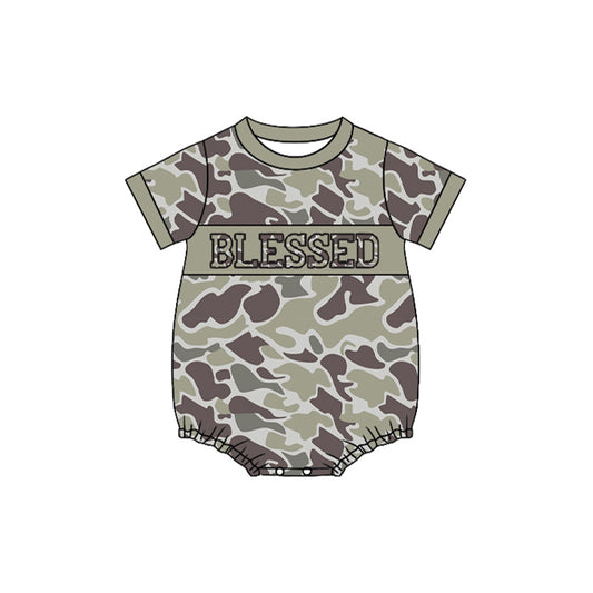 (Pre-order)SR3262 BLESSED Camo Print Baby Boys Summer Romper