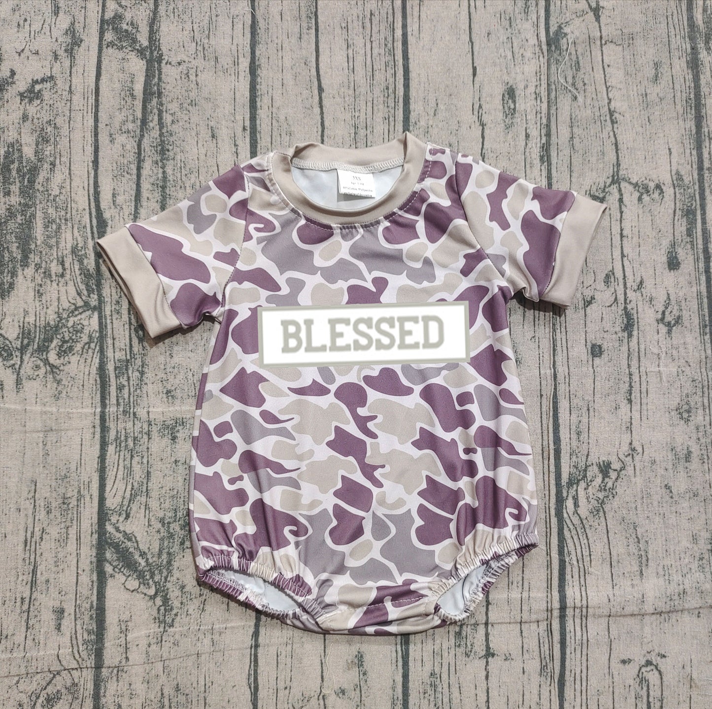 (Pre-order)SR3263 BLESSED Camo Print Baby Boys Summer Romper