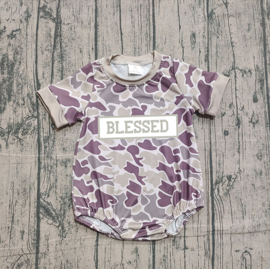 (Pre-order)SR3263 BLESSED Camo Print Baby Boys Summer Romper