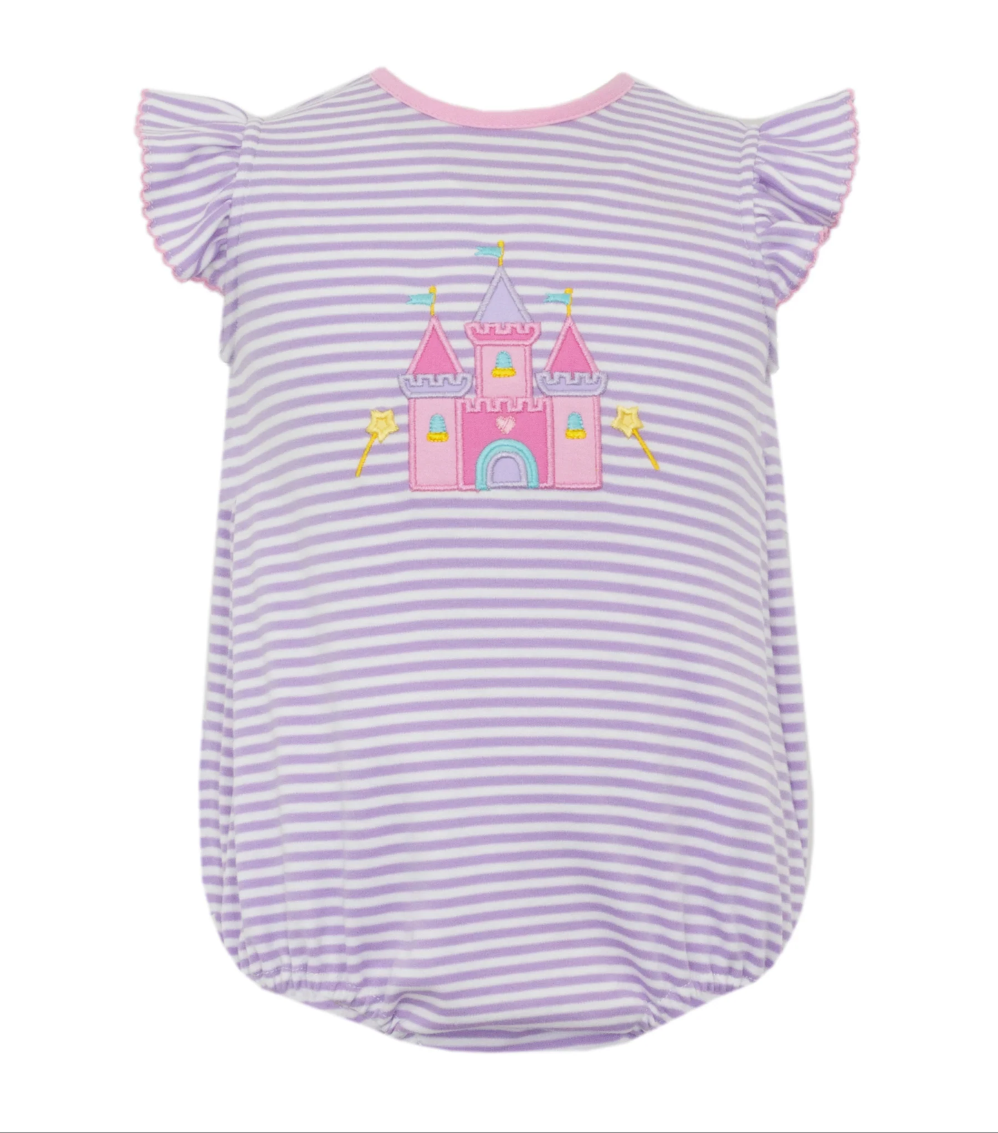 (Pre-order)SR3265 Castle Stripes Print Baby Girls Summer Romper