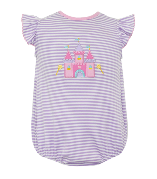 (Pre-order)SR3265 Castle Stripes Print Baby Girls Summer Romper