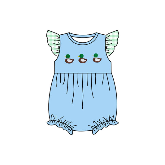 (Pre-order)SR3266 Duck Blue Print Baby Girls Summer Romper