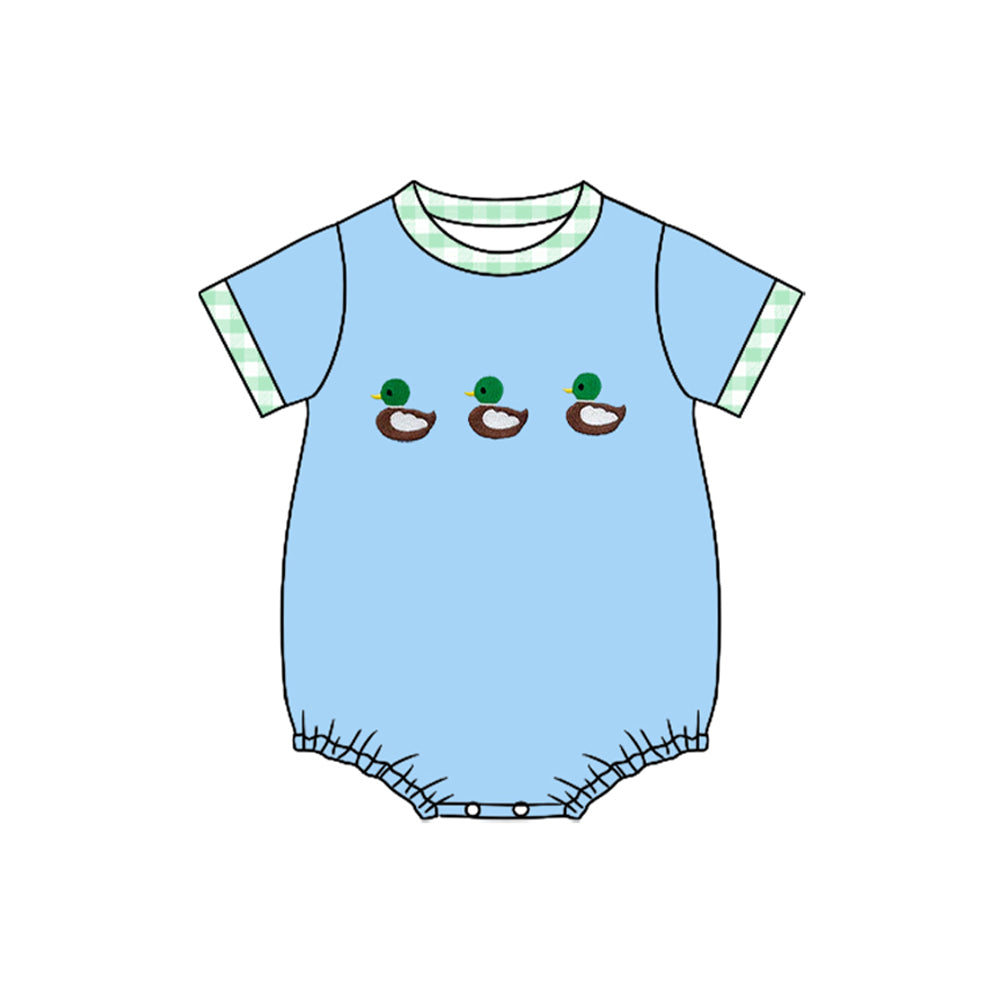 (Pre-order)SR3267 Duck Blue Print Baby Boys Summer Romper