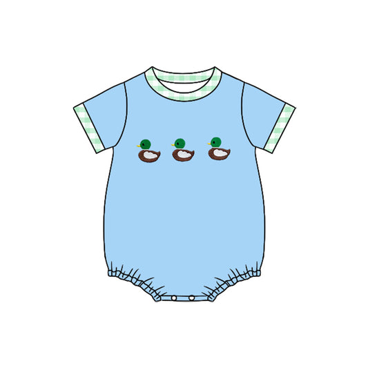 (Pre-order)SR3267 Duck Blue Print Baby Boys Summer Romper