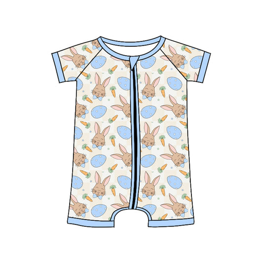(Pre-order)SR3273 Bunny Eggs Print Baby Boys Easter Sleeper Zipper Romper