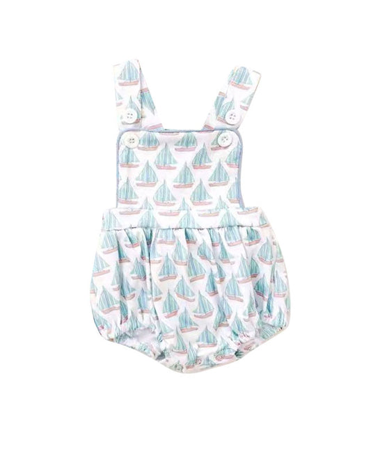 (Pre-order)SR3295 Sailboat Print Baby Boys Summer Romper