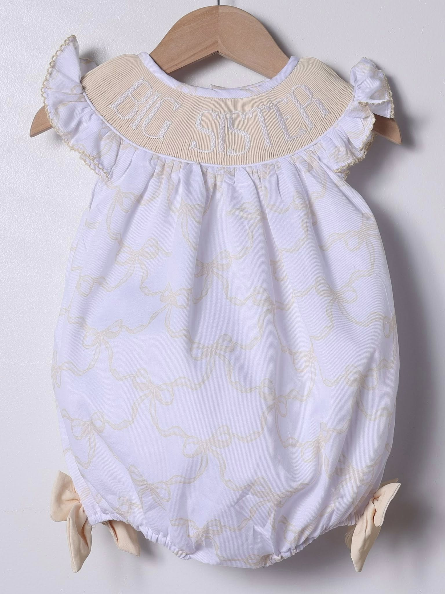 (Pre-order)SR3302 Big Sister Bows Print Baby Girls Summer Romper