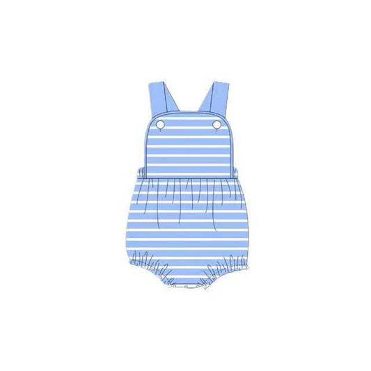 (Pre-order)SR3308 Blue Stripes Print Baby Boys Summer Bubble Romper