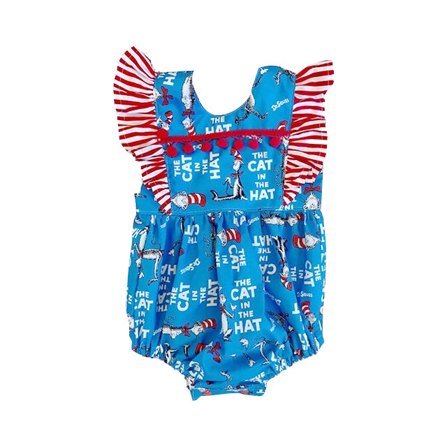 (Pre-order)SR3310 Dr.Reading Blue Print Baby Girls Summer Romper