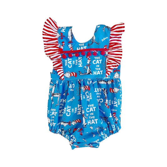 (Pre-order)SR3310 Dr.Reading Blue Print Baby Girls Summer Romper