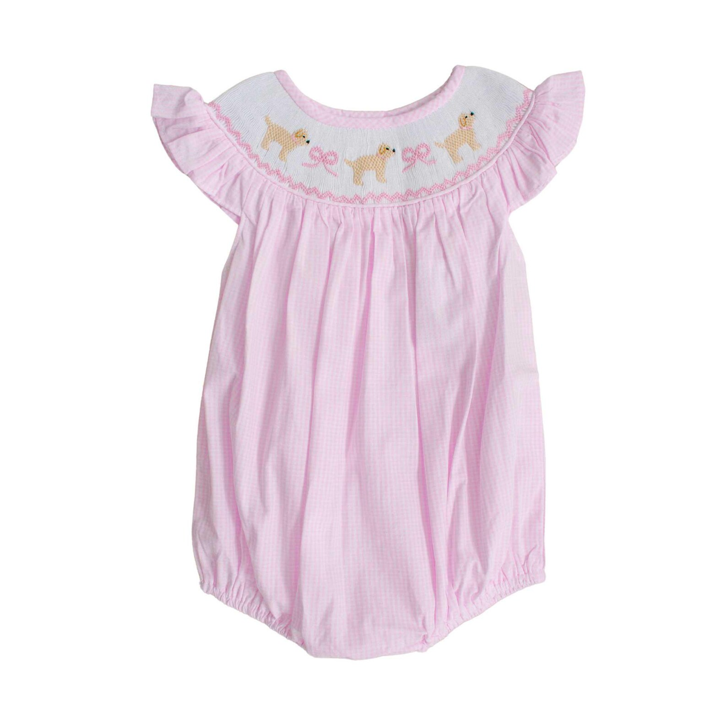 (Pre-order)SR3316 Puppy Bows Pink Print Baby Girls Summer Romper