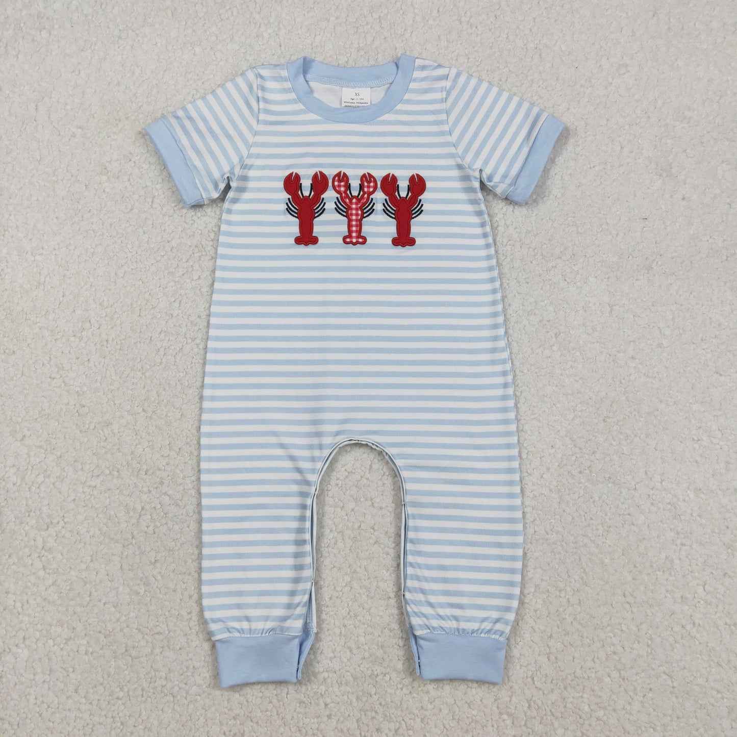 Crayfish Embroidery Stripes Boys Matching Clothes Brothers Wear