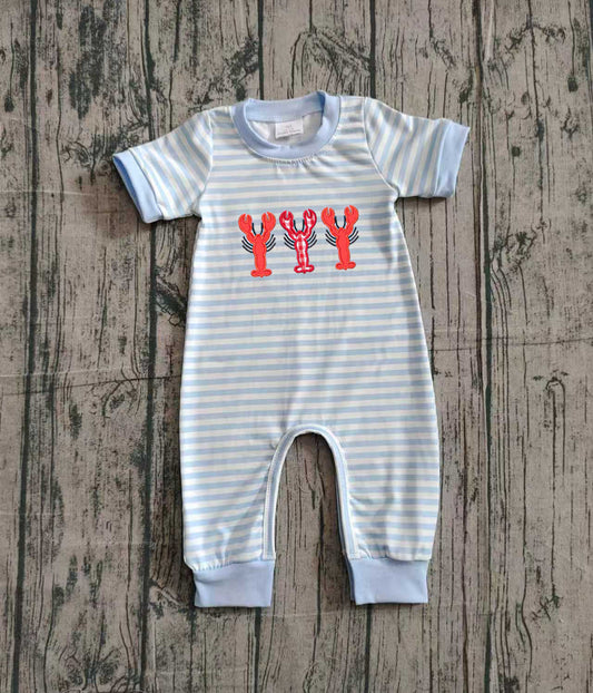 (Pre-order)SR3333 Crayfish Stripes Print Baby Boys Summer Romper