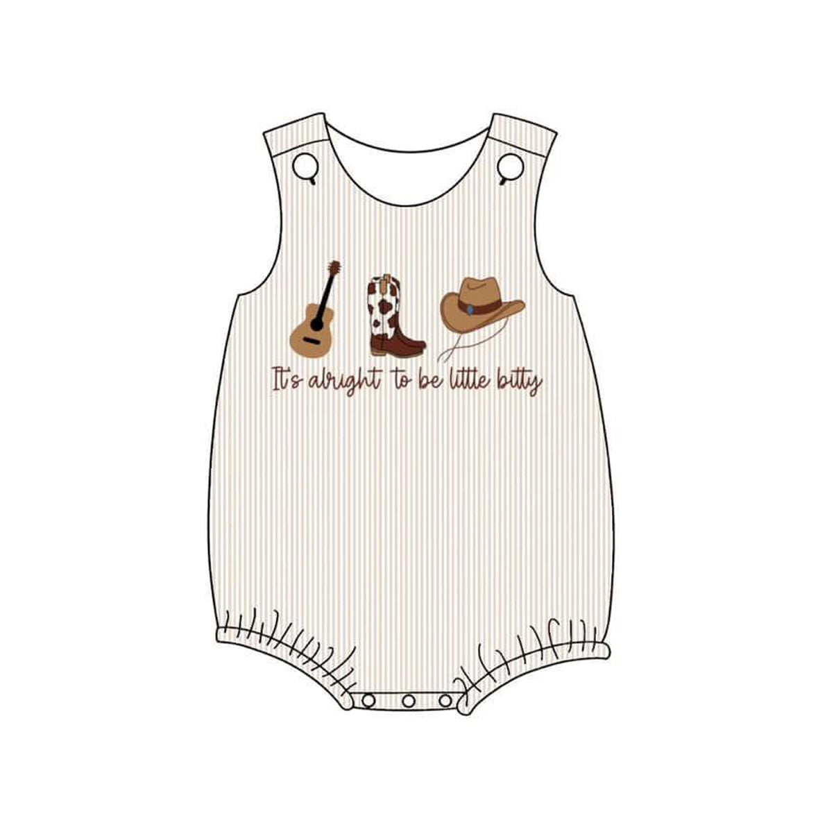 (Pre-order)SR3335 Little Bitty Stripes Print Baby Boys Western Romper