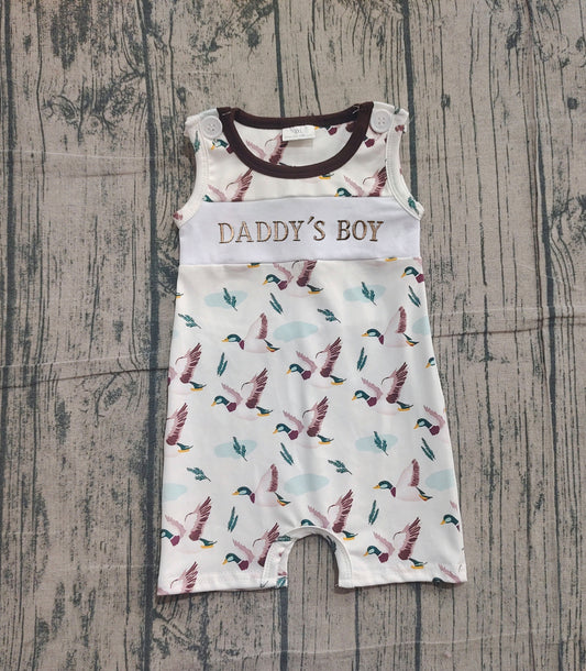 (Pre-order)SR3347 DADDY'S BOY Duck Print Baby Boys Summer Romper