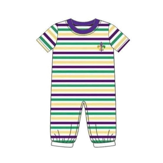 (Pre-order)SR3353 Anchor Stripes Print Baby Boys Mardi Gras Romper