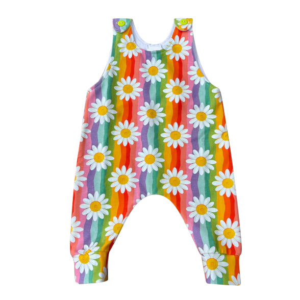 (Pre-order)SR3376 Rainbow Flowers Print Baby Girls Summer Romper