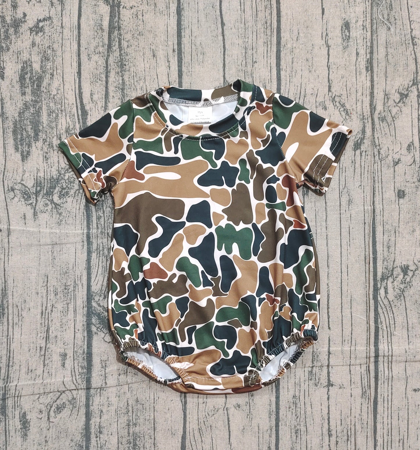 (Pre-order)SR3450 Brown Camo Print Baby Boys Summer Romper