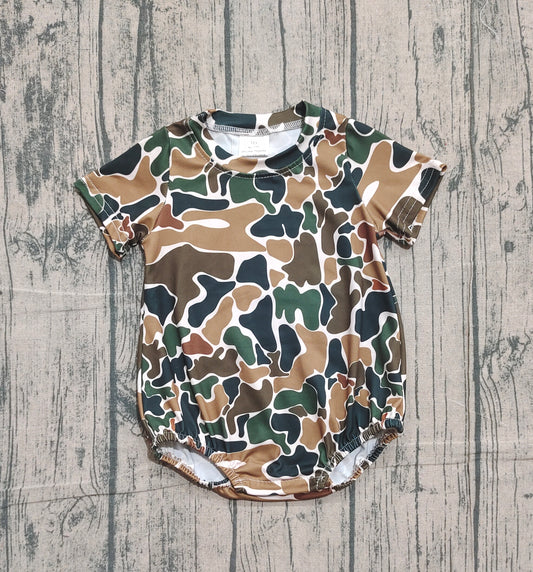 (Pre-order)SR3450 Brown Camo Print Baby Boys Summer Romper