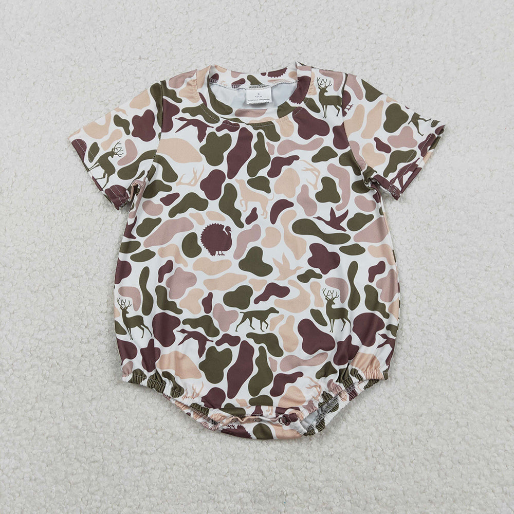 10 Colors Camo Print Baby Summer Bubble Romper Sibling Wear