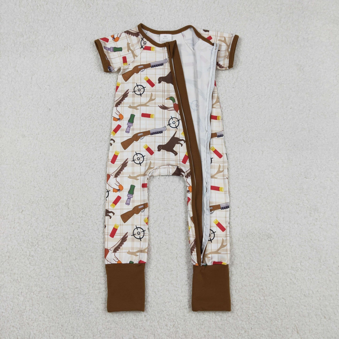 Duck Call Dog Hunting Plaid Print Boys Pajamas Clothes Brothers Matching Wear