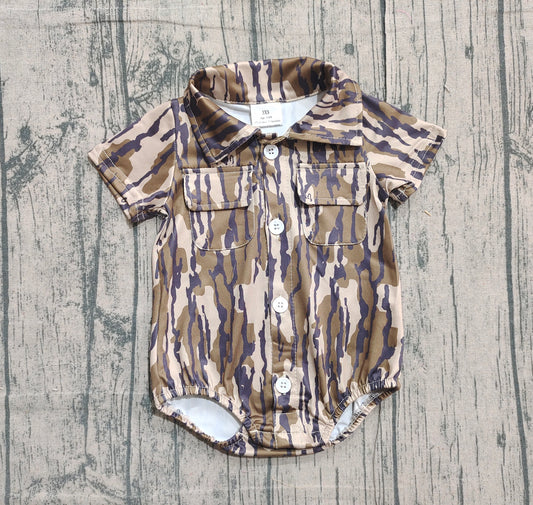 (Pre-order)SR3653 Camo Print Pockets Baby Boys Summer Romper