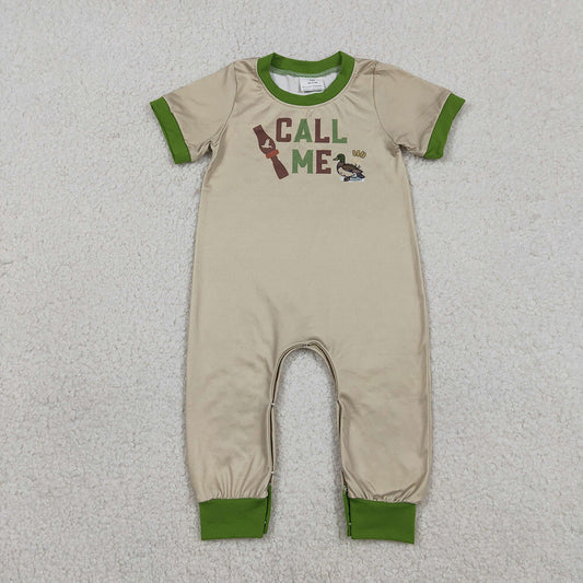 SR3684 Call Me Duck Print Baby Boys Summer Hunting Romper