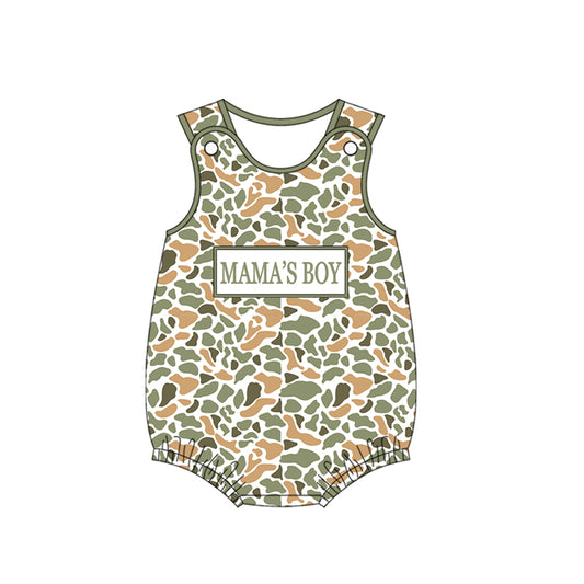 (Pre-order)SR3910 MAMA'S BOY Orange Green Camo Print Baby Boys Summer Romper