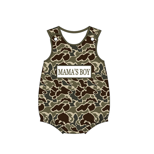 (Pre-order)SR3911 MAMA'S BOY Dark Brown Camo Print Baby Boys Summer Romper