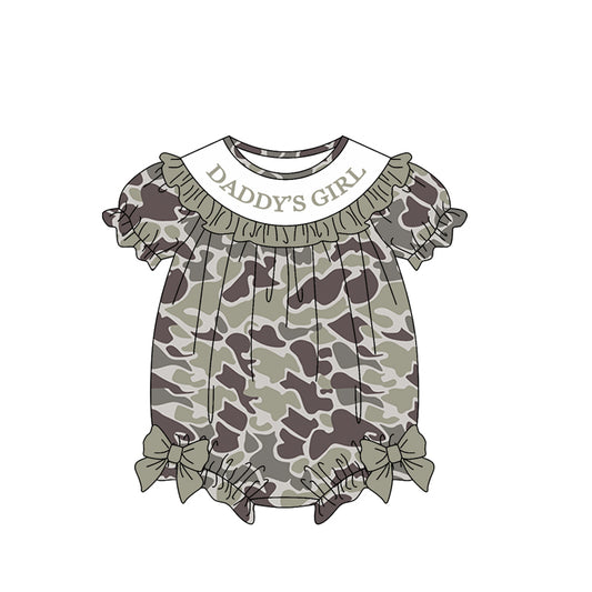 (Pre-order)SR3912 DADDY'S GIRL Camo Print Baby Girls Summer Romper
