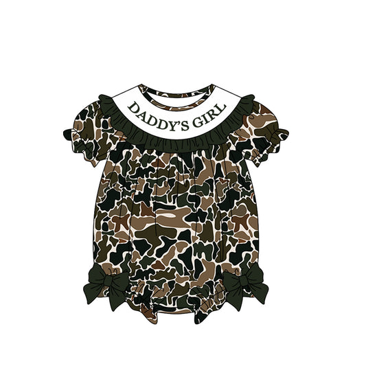 (Pre-order)SR3916 DADDY'S GIRL Brown Camo Print Baby Girls Summer Romper