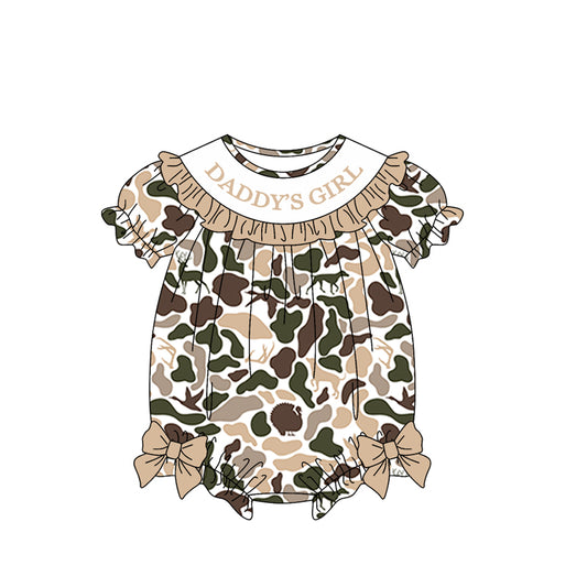 (Pre-order)SR3917 DADDY'S GIRL Khaki Camo Print Baby Girls Summer Romper