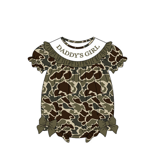 (Pre-order)SR3919 DADDY'S GIRL Dark Brown Camo Print Baby Girls Summer Romper