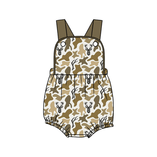 (Pre-order)SR3924 Deer Camo Print Baby Boys Summer Romper