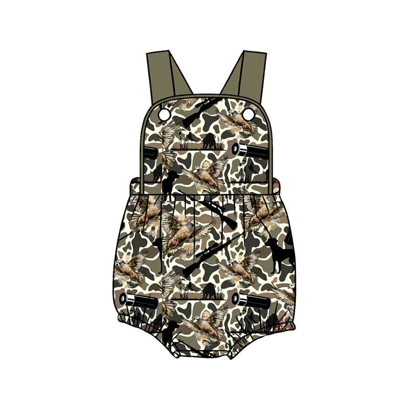 (Pre-order)SR3926 Duck Camo Hunting Print Baby Boys Summer Romper