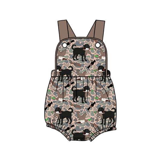 (Pre-order)SR3928 Dog Duck Camo Hunting Print Baby Boys Summer Romper