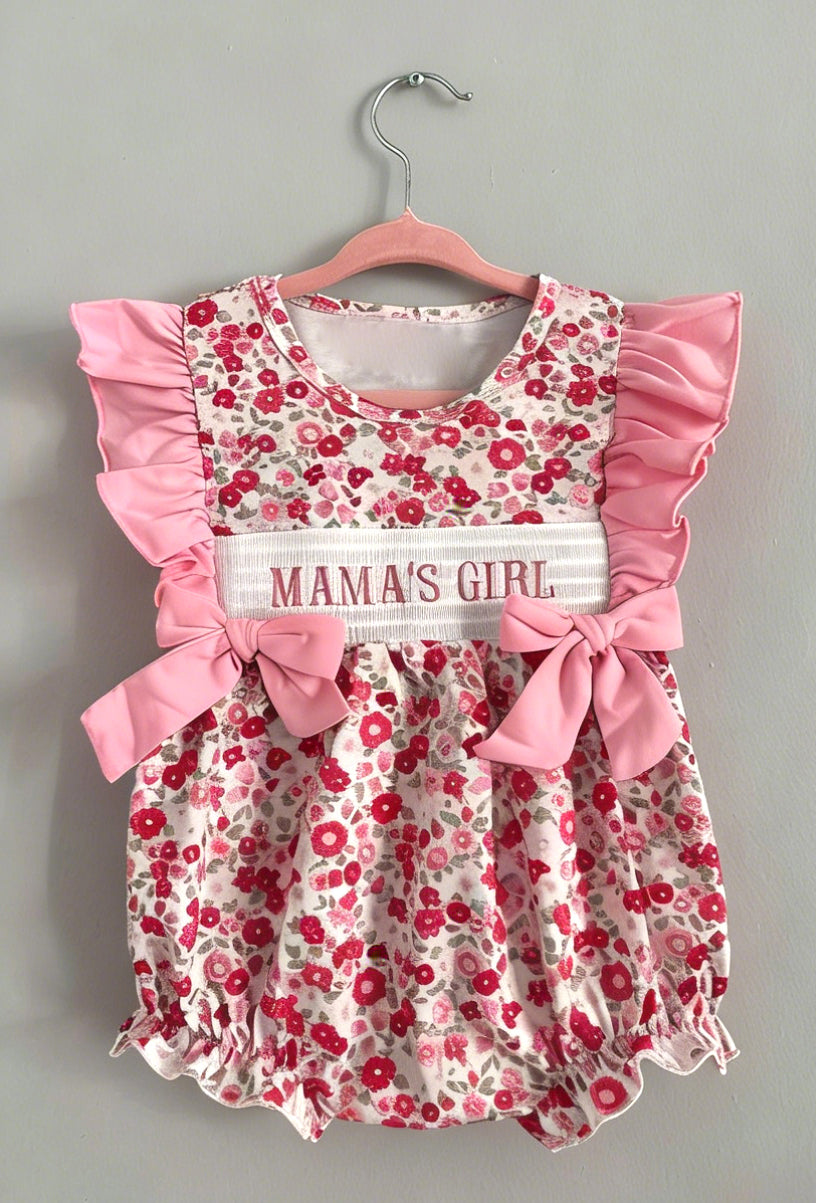 (Pre-order)SR3939 MAMAS GIRL Flowers Print Baby Girls Summer Romper