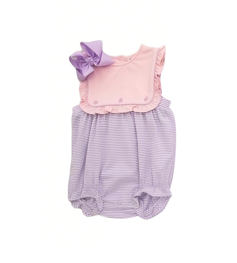 (Pre-order)SR3941 Purple Stripes Print Baby Girls Summer Romper