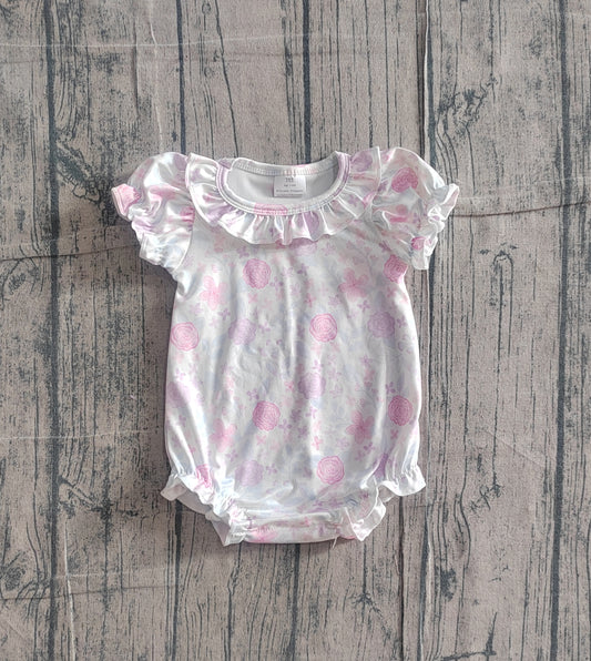 (Pre-order)SR4023 Flowers Print Baby Girls Summer Romper