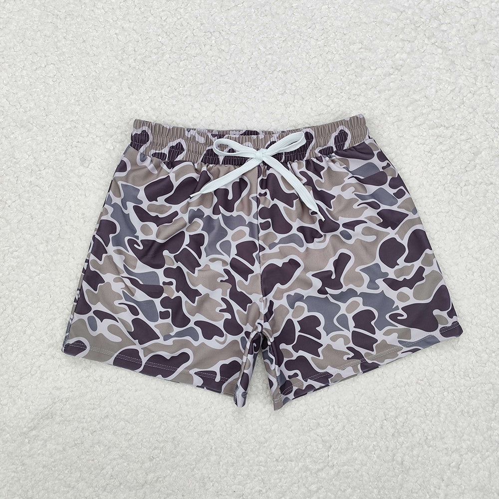 Boys Camo Print Summer Beach Swim Trunks Brothers Swimwear