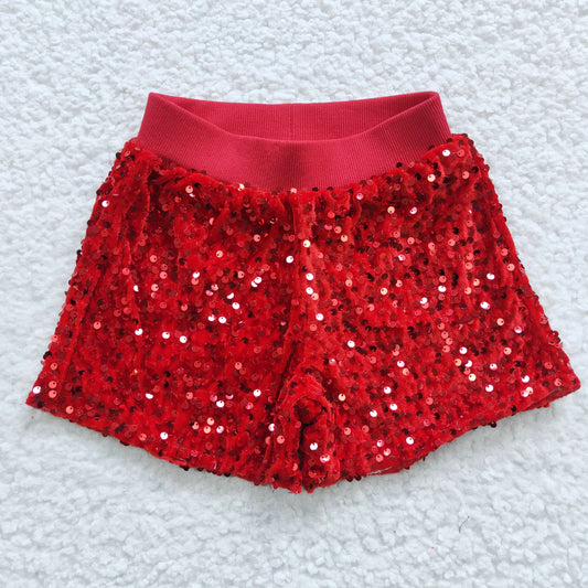 SS0098 Girls red sequin shorts