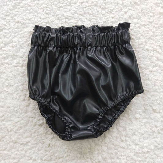 Baby girls black leather bummie shorts  SS0105