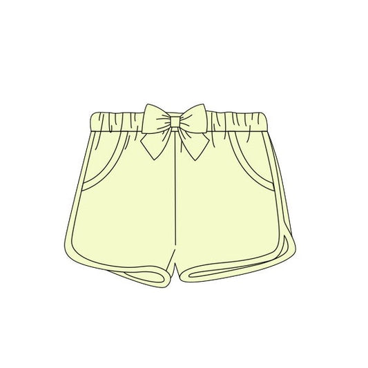 (Pre-order)SS0150 Yellow Girls Summer Bows Pockets Shorts