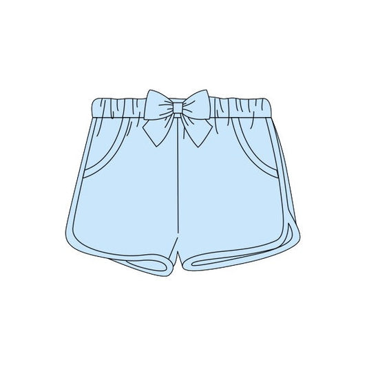 (Pre-order)SS0153 Blue Girls Summer Bows Pockets Shorts