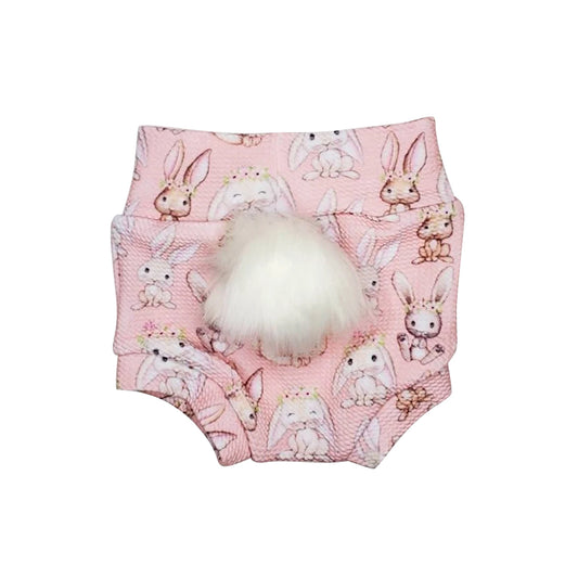 (Pre-order) SS0164 Pink Bunny Print Baby Girls Easter Bummie Shorts