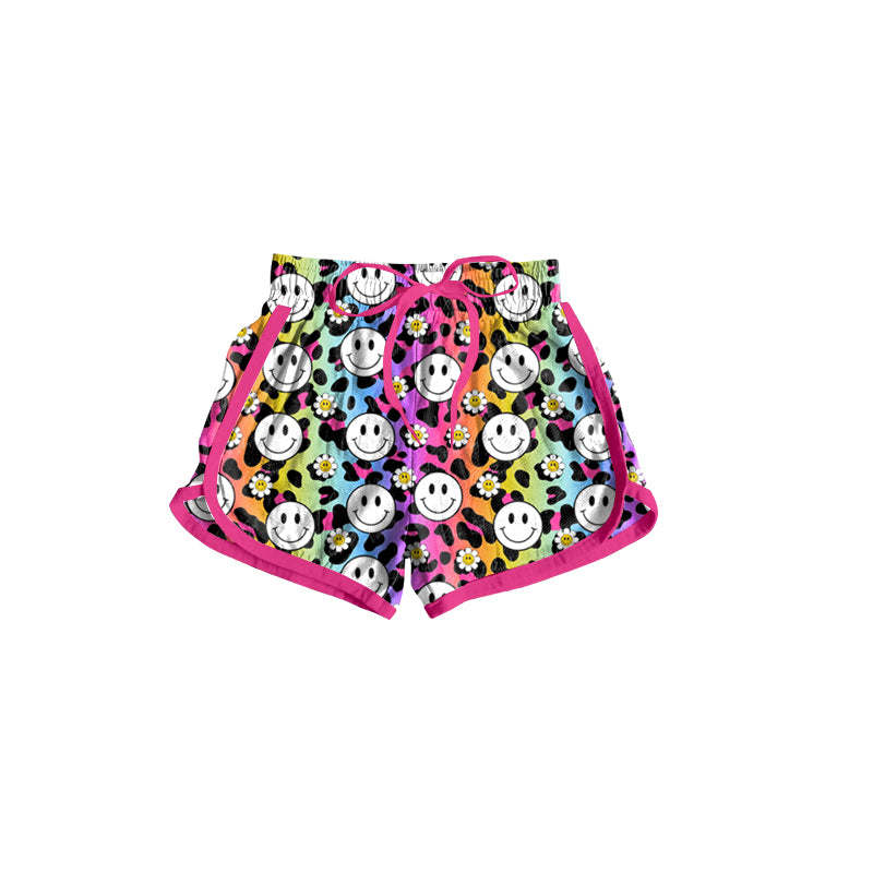 (Pre-order)SS0169 Smiling Face Leopard Tie-dye Print Girls Summer Shorts